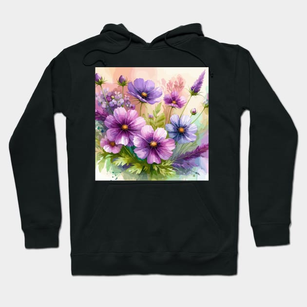 Purple Cosmos Flower Hoodie by Jenni Arts